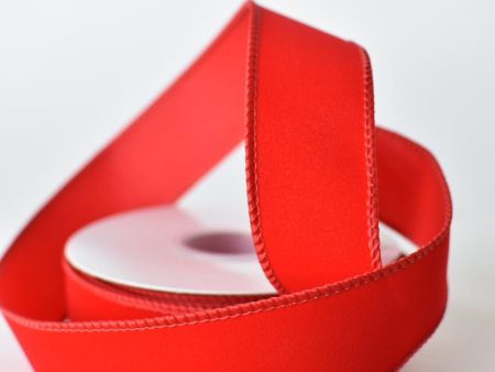 1.5  x 10 Yard Classic Outdoor Red Faux Velvet Ribbon on Sale