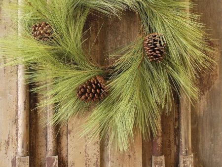 24” Faux Long Needle Pine Wreath Online Sale