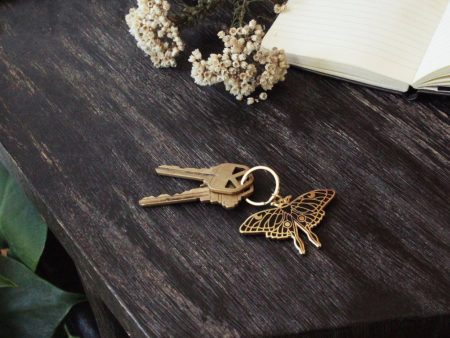 Luna Moth Keychain (Gold) on Sale