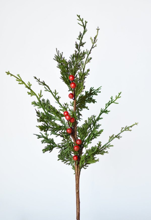 24  Faux Cedar Spray w  Red Berry Stem Online