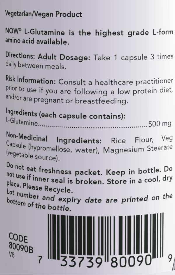 NOW Foods L-Glutamine 500mg, 60 Veggie Caps Fashion